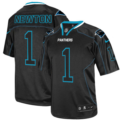 Men's Elite Cam Newton Nike Jersey Lights Out Black - #1 NFL Carolina Panthers